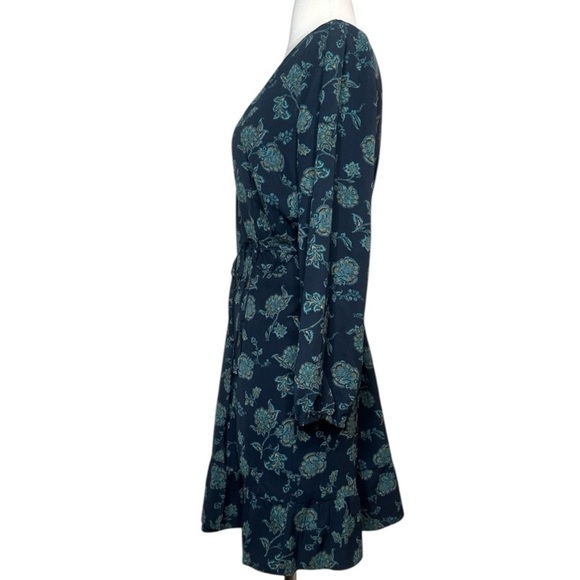 Abercrombie & Fitch Floral Ruffle Wrap Mini Dress Blue Size Small Cottage Y2K - Picture 4 of 9